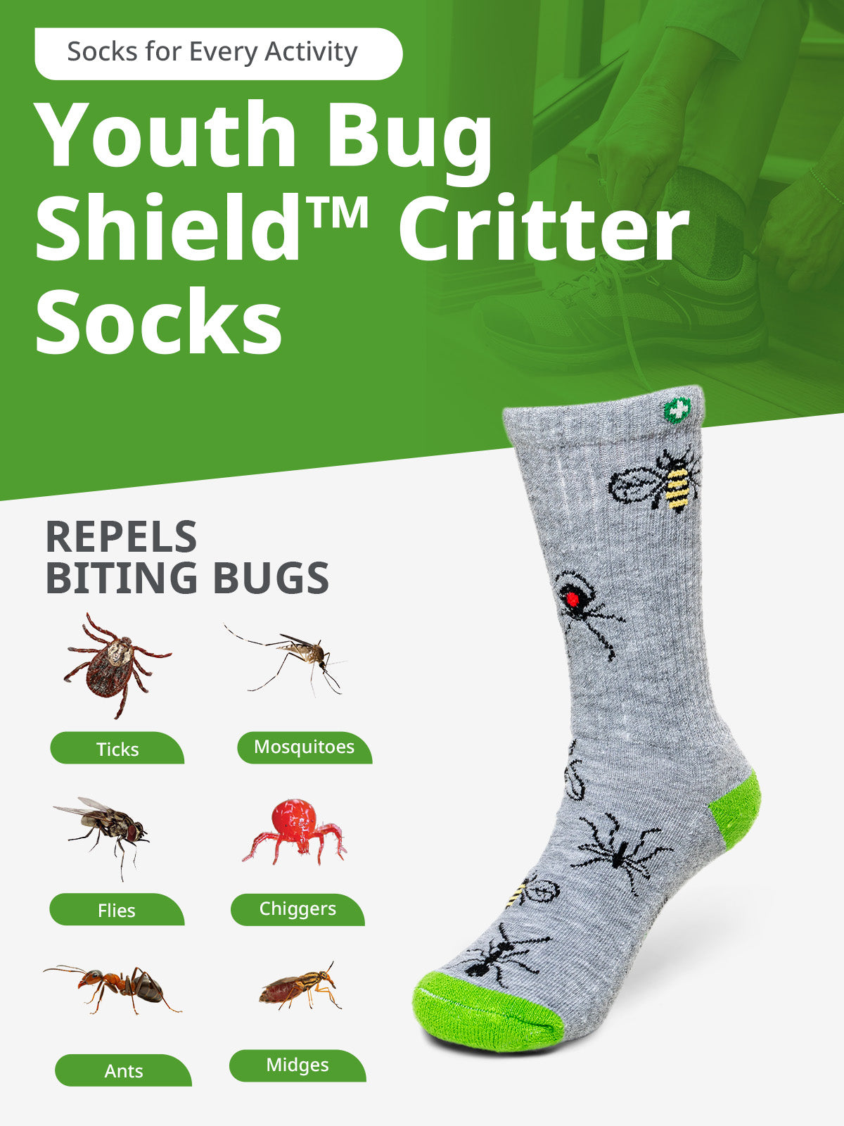 Youth Bug Shield™ Critter Socks (Two-Pair Pack)