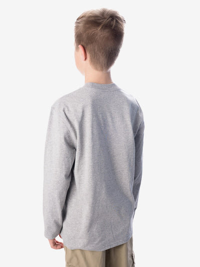 Back View - Boys' Insect Shield UPF Dri-Balance Long Sleeve T-Shirt, Heather Grey