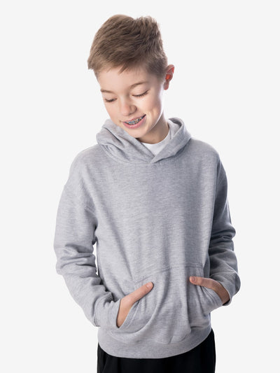Front View - Boys' Insect Shield Hoody, Grey Heather