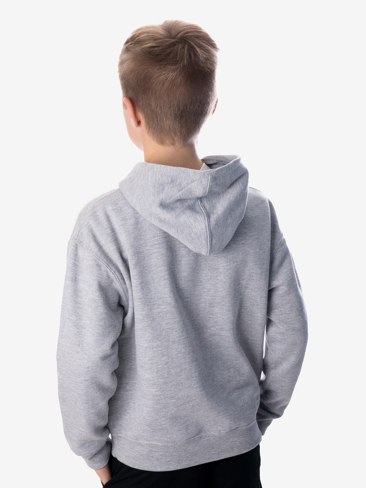 Back View - Boys' Insect Shield Hoody, Grey Heather