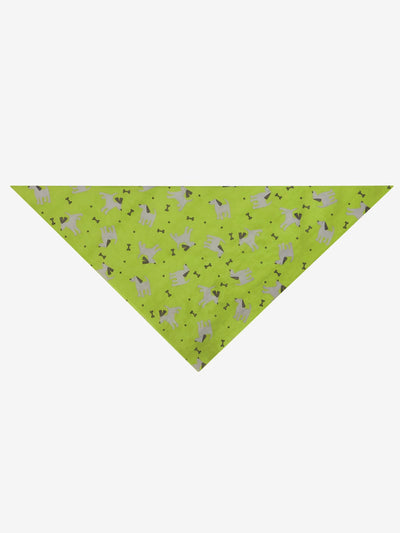 Folded Triangle Dogs & Bones Bandana, Green