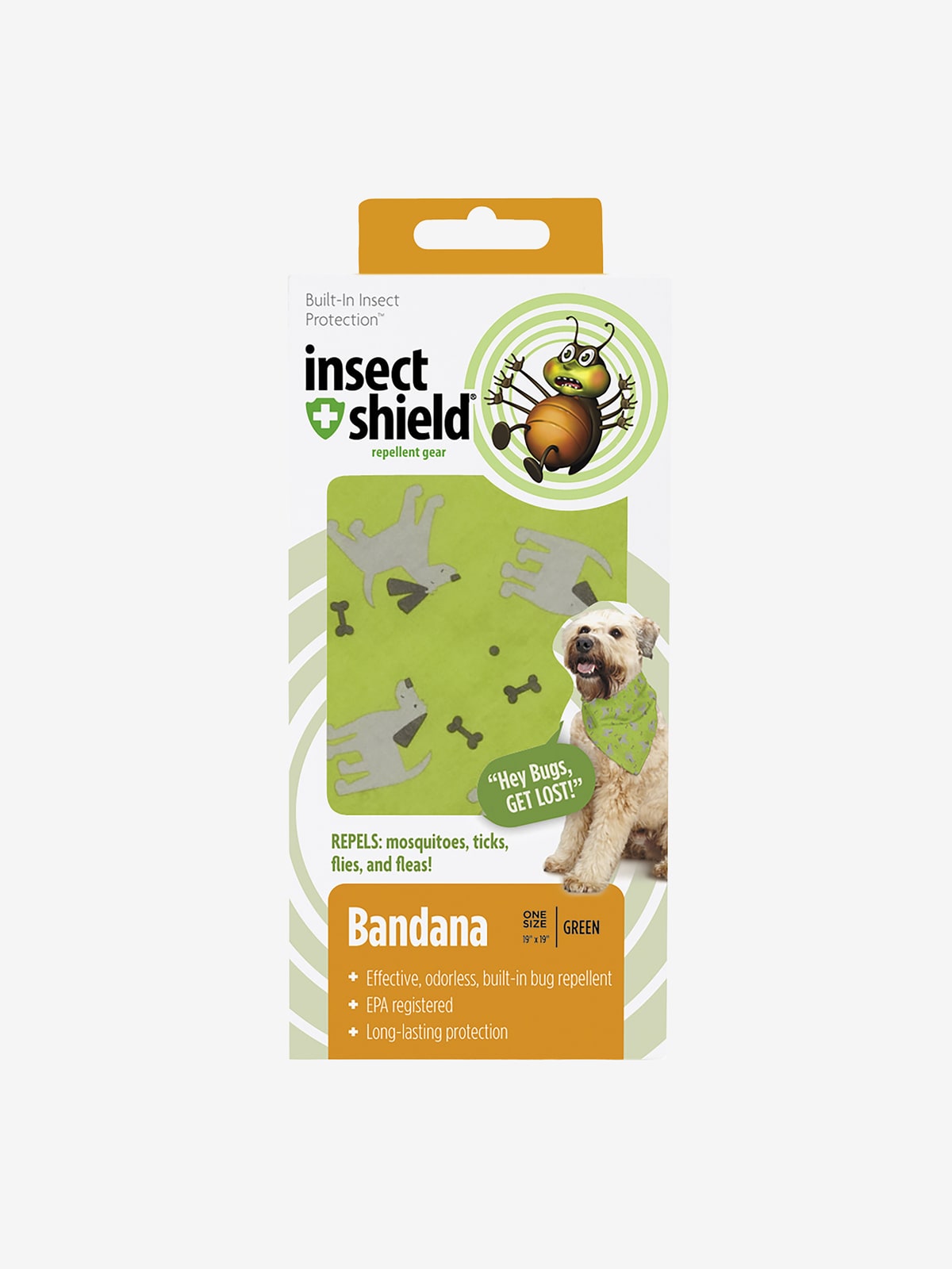 Packaging of Dogs & Bones Bandana, Green